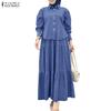 Women Long Sleeve Blouse and Skirts Casual Two Piece Suit Sets