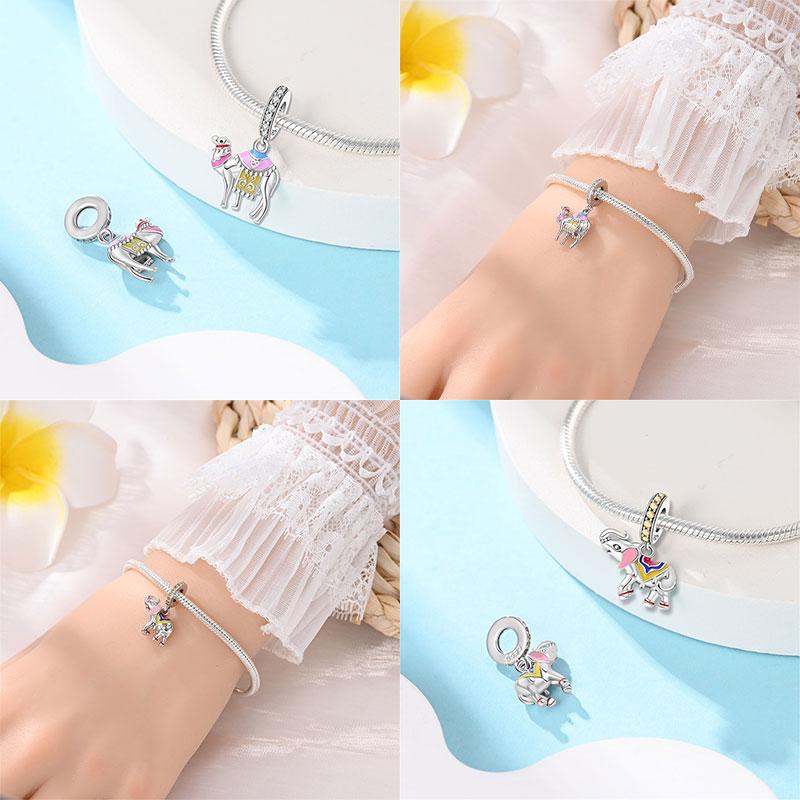925 Silver Desert Pyramid Camel Elephant Charm Bead Fit Bracelet Charm for Women DIY Jewelry Making