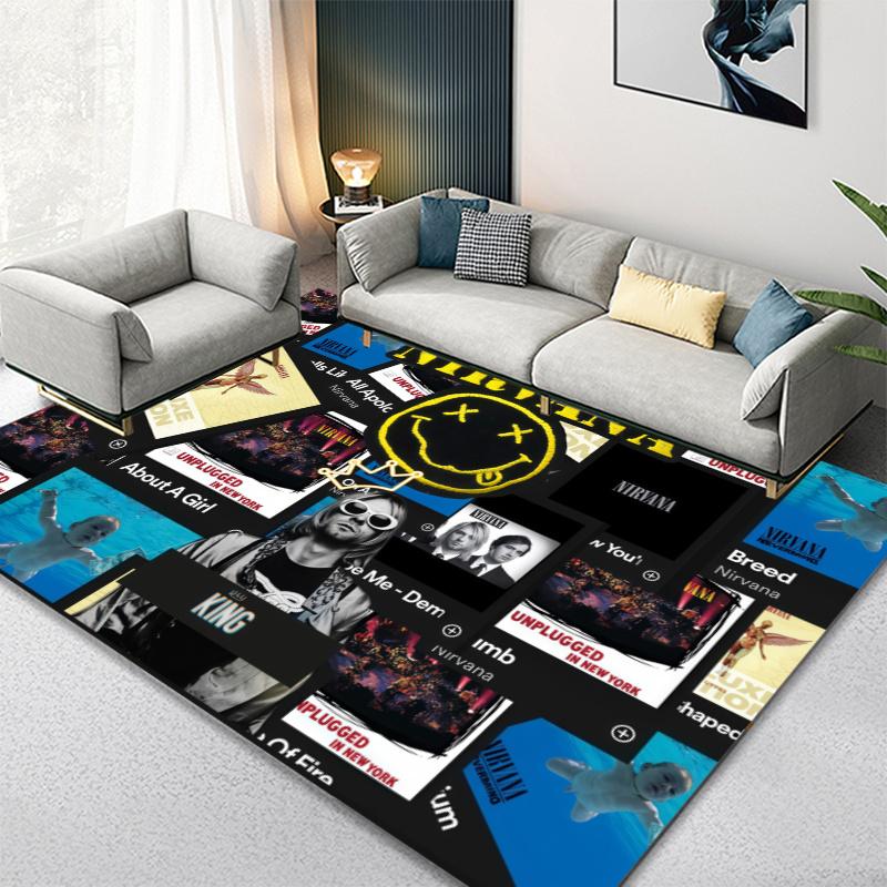 Nirvana Music Band Carpet Rug for Living Room Bedroom Home Sofa Decoration,Kids play Non-slip Floor Mat