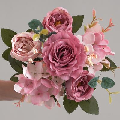 Chrysanthème Rose Bouquet de Soie Fleurs Artificielles Mariage Maison Couronne de Noël Arche de Jardin Bricolage Cadeau Ventes Chaudes Bouquet de Mariée