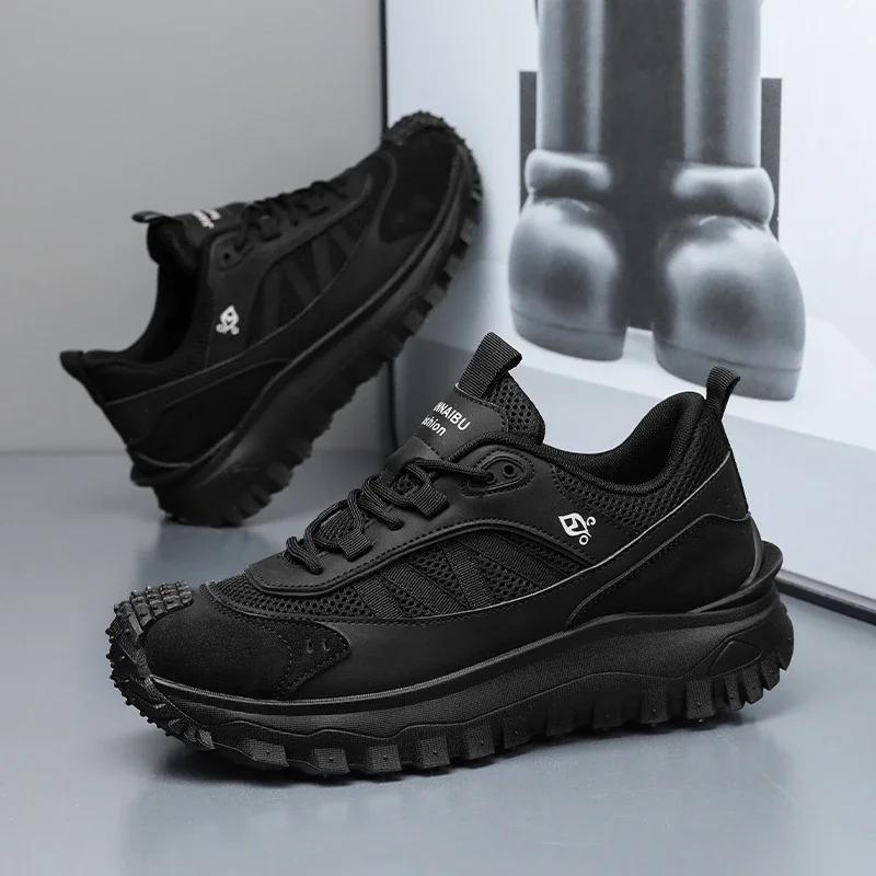 

Весна и Лето Весна и Лето Сетчатая Поверхность Дышащие На шнуровке В тон и Универсальные Мужские Кроссовки Большого размера 45 чёрный