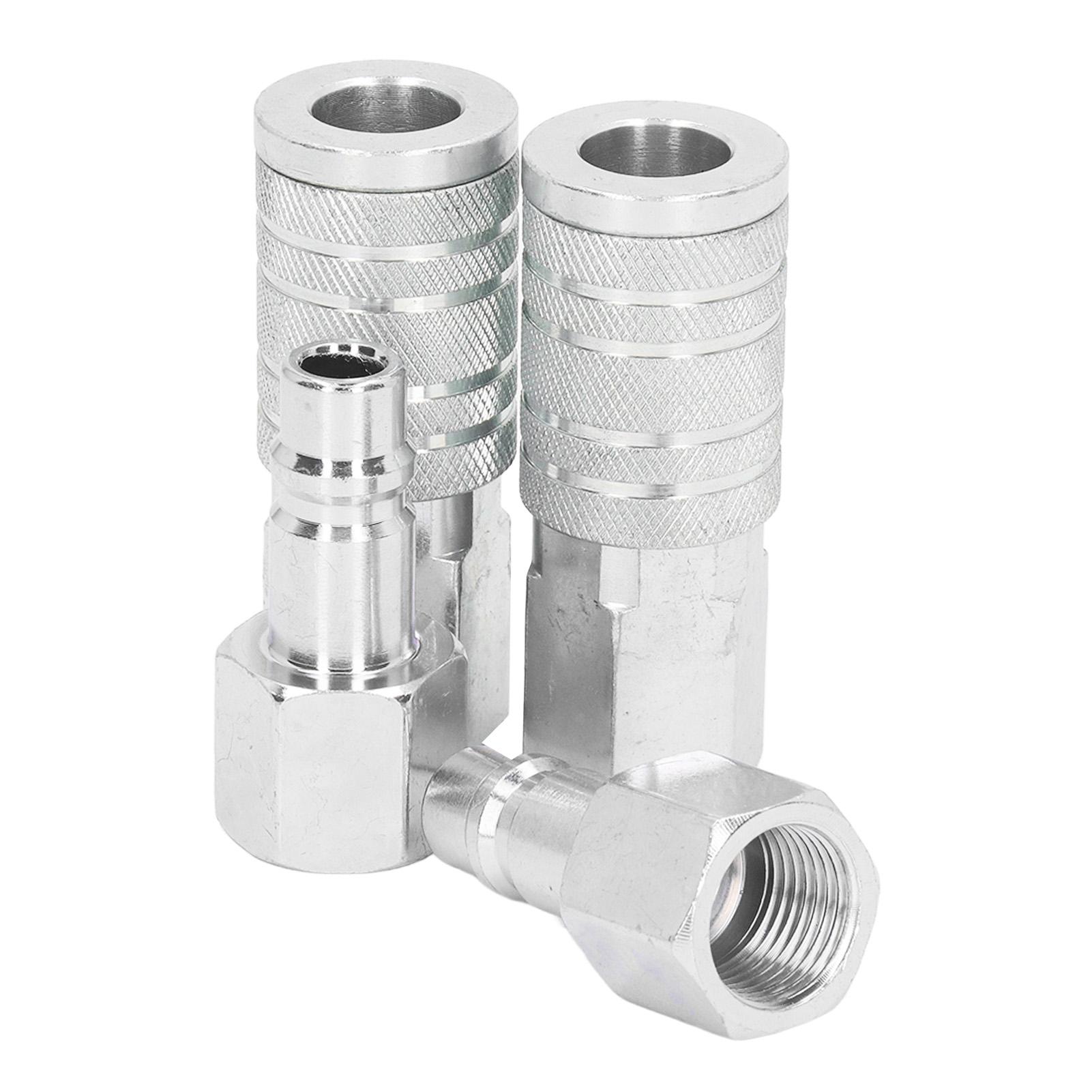 

2Pcs Air Coupler 2Pcs Plugs 1 2in NPT Aluminum Alloy 300PSI Air Hose Quick Connect Fittings Pneumatic Tool Adapter