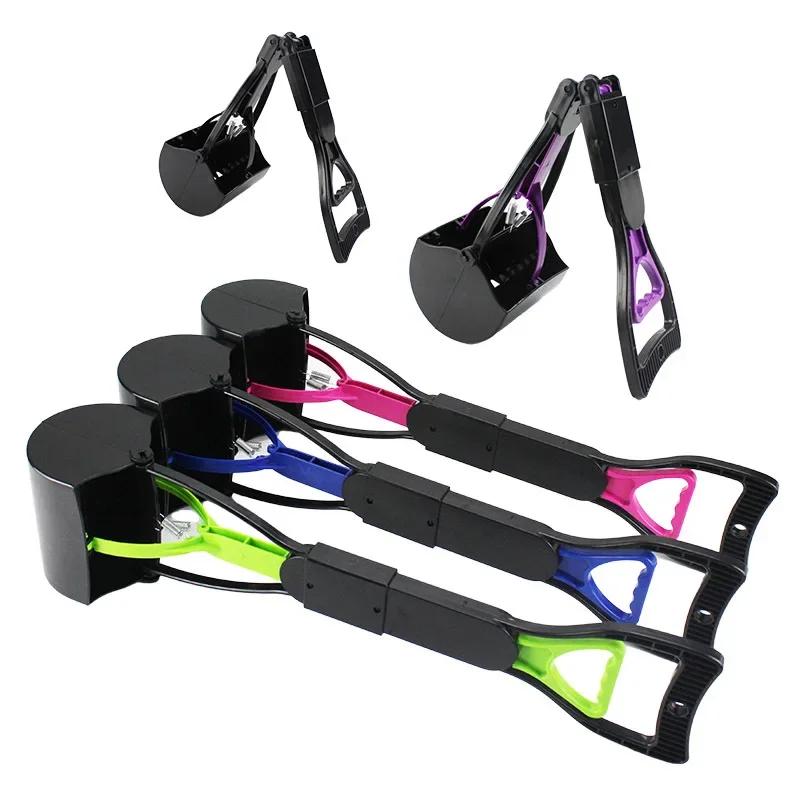 Ramasse-crottes pliable pour animaux de compagnie Manche long Pelle à crottes de chien à clip Facile à ramasser Ramasseur d'excréments d'animaux Outils de nettoyage extérieur pour animaux de compagnie