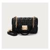 Chic Quilted Diamond Chain Crossbody Bag for Women Elegant Purse with Golden-Tone Hardware, Black, Retro Style, Fixed Shoulder Strap, Embossed Design