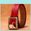 Leather Belt Premium Brass Pin Buckle Trendy Waist Accessory Daily Decoration