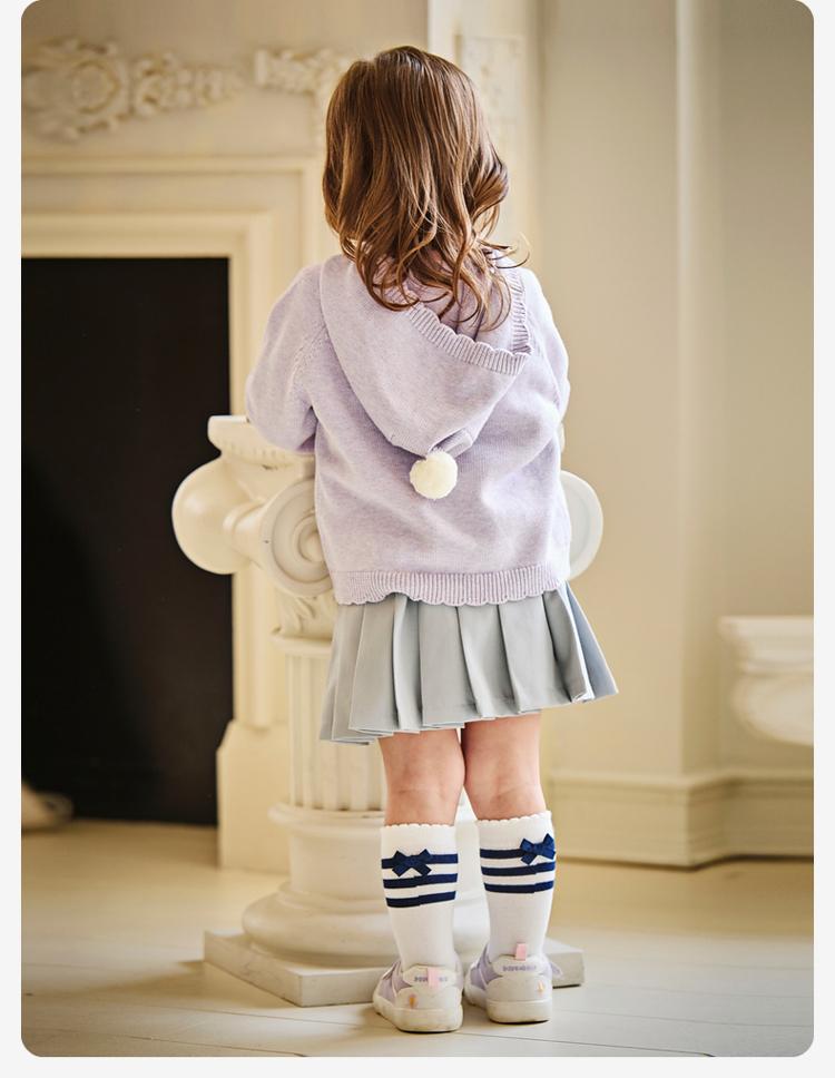 David Bella Children's Sweater Jacket Spring Dress Girls' Knitted Shirt Baby Girls' Hooded Cardigan