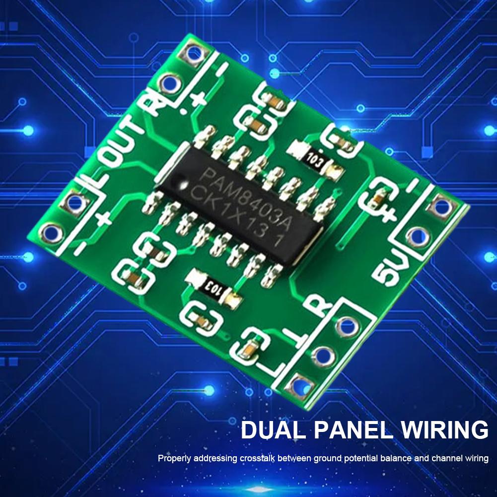 PAM8403 Stereo Audio Amplifier Module 2.5V-5.5V 2 Channels Super Mini Stereo Audio AMP Board USB Power Supply for Volume Control
