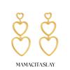 MamacitaSlay 316L Stainless Steel Multilayer Heart Textured Earrings Anniversary Waterproof Jewelry Women's Elegant Earrings