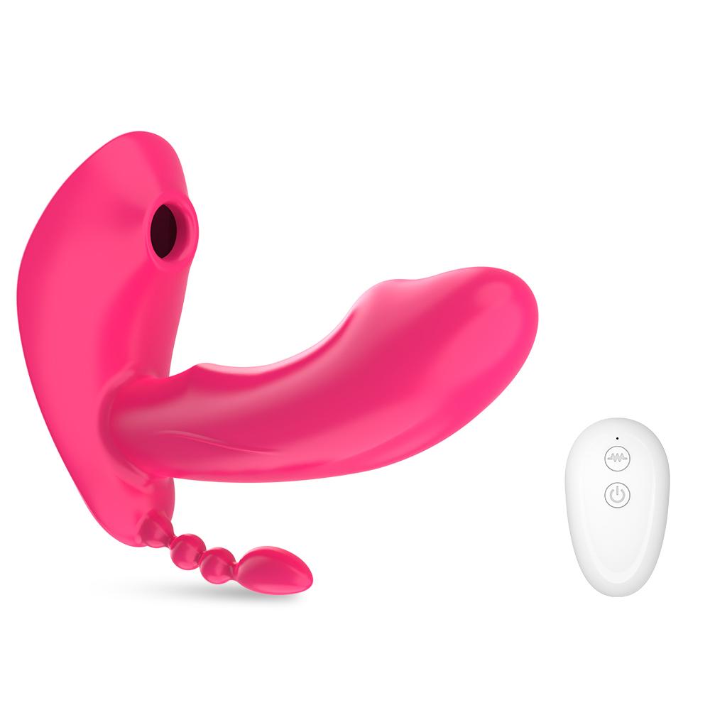 Wearable Sucking Dildo Vibrator 3 In 1 G-Spot Clitoris Stimulator Orgasm Anal Viginal Massager Machine Adult Sex Toys For Women