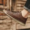 Men Leather Casual Shoes Soft Sole Walking Shoes Luxury Brand Lace-Up Lightweight Walking Shoes Outdoor Mens Sneakers