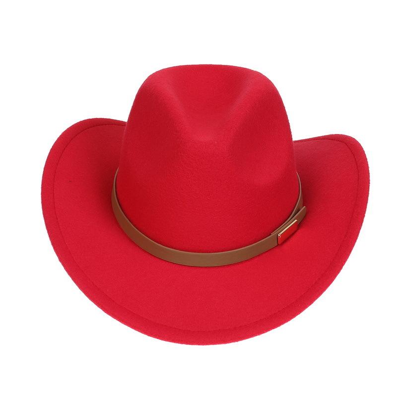 Western Cowboy Top Hat Spring And Autumn New Jazz Hat Big Brim Pentagram Belt Accessories Felt Hat Men And Women