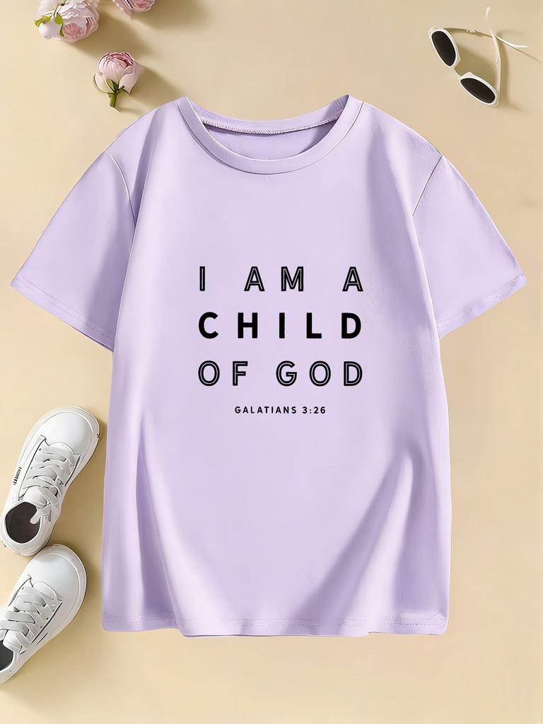 The Print I AM A CHILD OF GOD Letter T Shirts Kids Childrens Tshirt Boys Girls Summer Spring Casual Top Tee Shirt