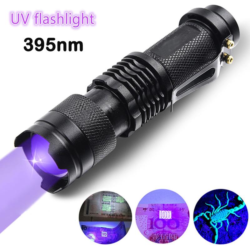 Ultra Violet LED Flashlight Blacklight Light 395/365 nM Inspection Lamp Torch Light UV Lamp Zoomable 3 Modes Ultraviolet Lamp