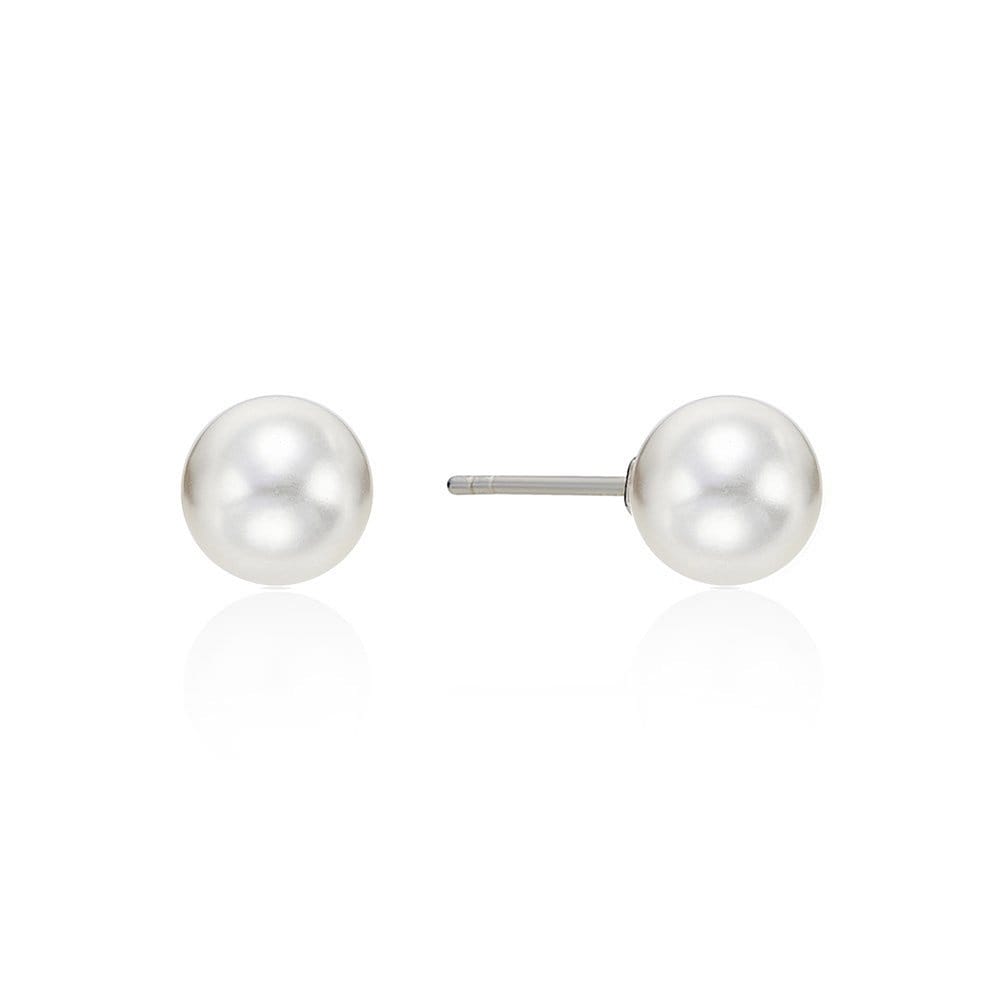 [Byer] H Edition Silver (W) White Pearl Earrings 8mm Bh6E49640W9Xxx