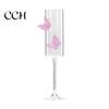 Butterfly Wine Glass Champagne Flutes with 3D Pink Decoration Wedding Glasses Faux Crystal Party Anniversary