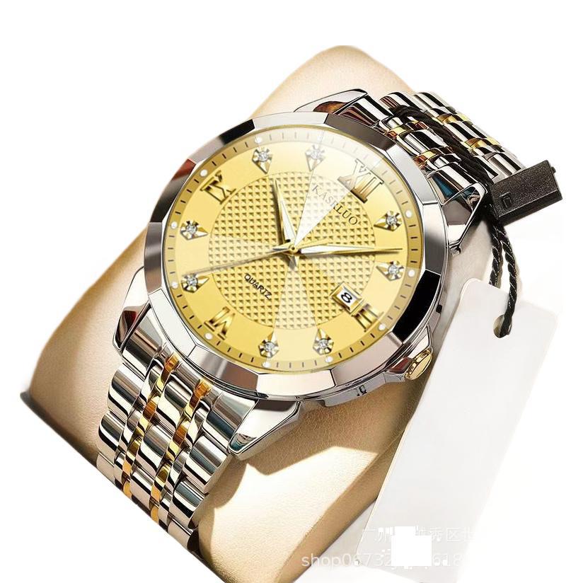 Fashion British Style Men'S Calendar Watch Personality Trend Quartz Steel Belt Watch Men'S Casual Business Watch
