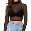 Women's Fresh Sexy Slim Fit See-through Mesh Long Sleeve Top