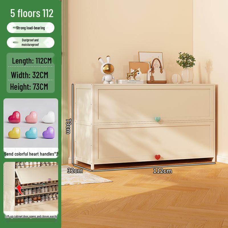 Cream Multi-Layer Off-White Shoe Cabinet - Space-Saving Hallway Storage Rack