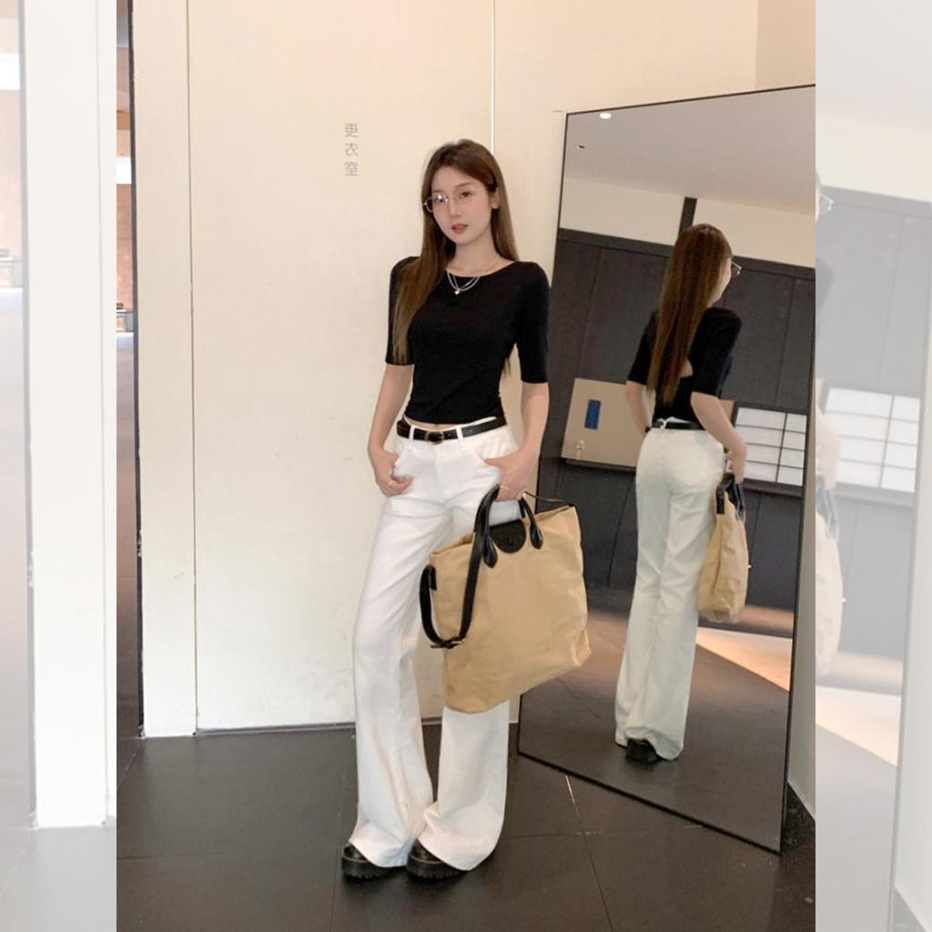 Black Sexy Hollowed-out Backless Lace-up Short-sleeved T-shirt for Women's Autumn Slim-fitting and Thin Babes