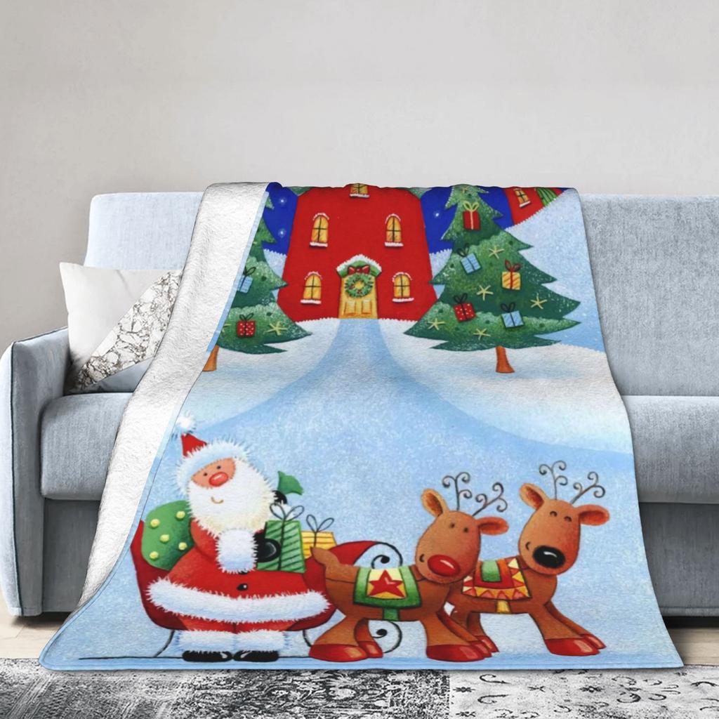Christmas Santa Claus Super Warm Blanket  Child Plush Bedding Throws Comfortable Home Decor Flannel Bedspread Sofa Bed Cover