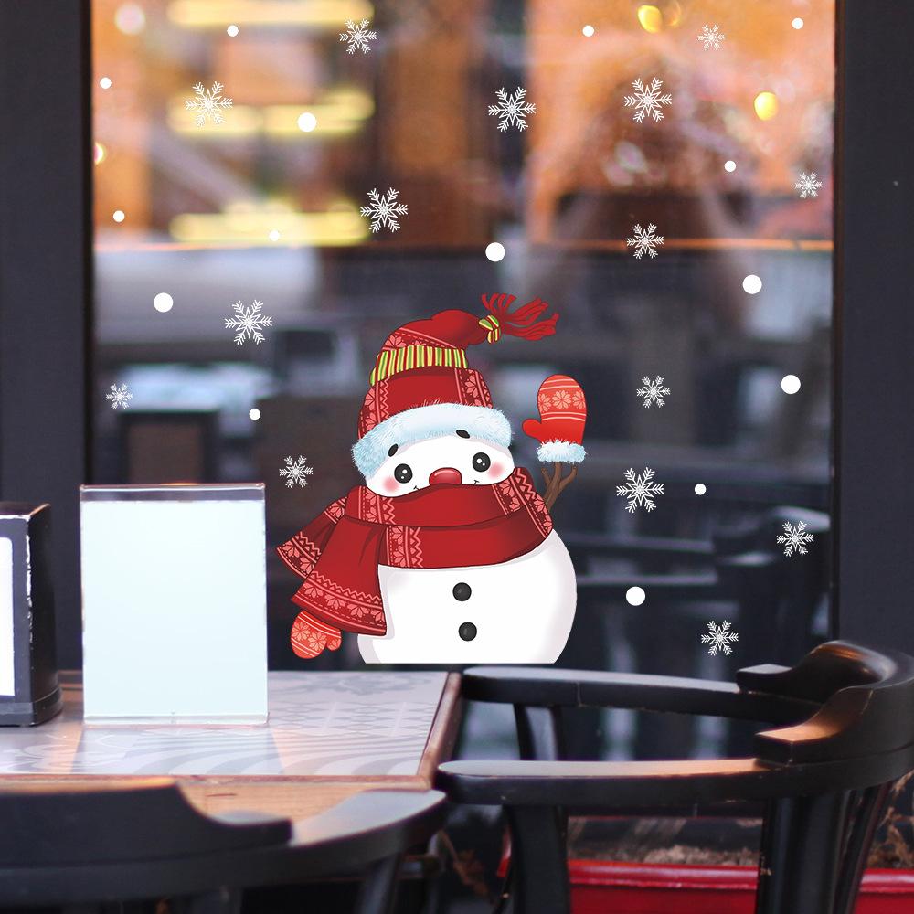 Waving Christmas Snowman Snowflake Home Decoration Glass Windows Window Stickers
