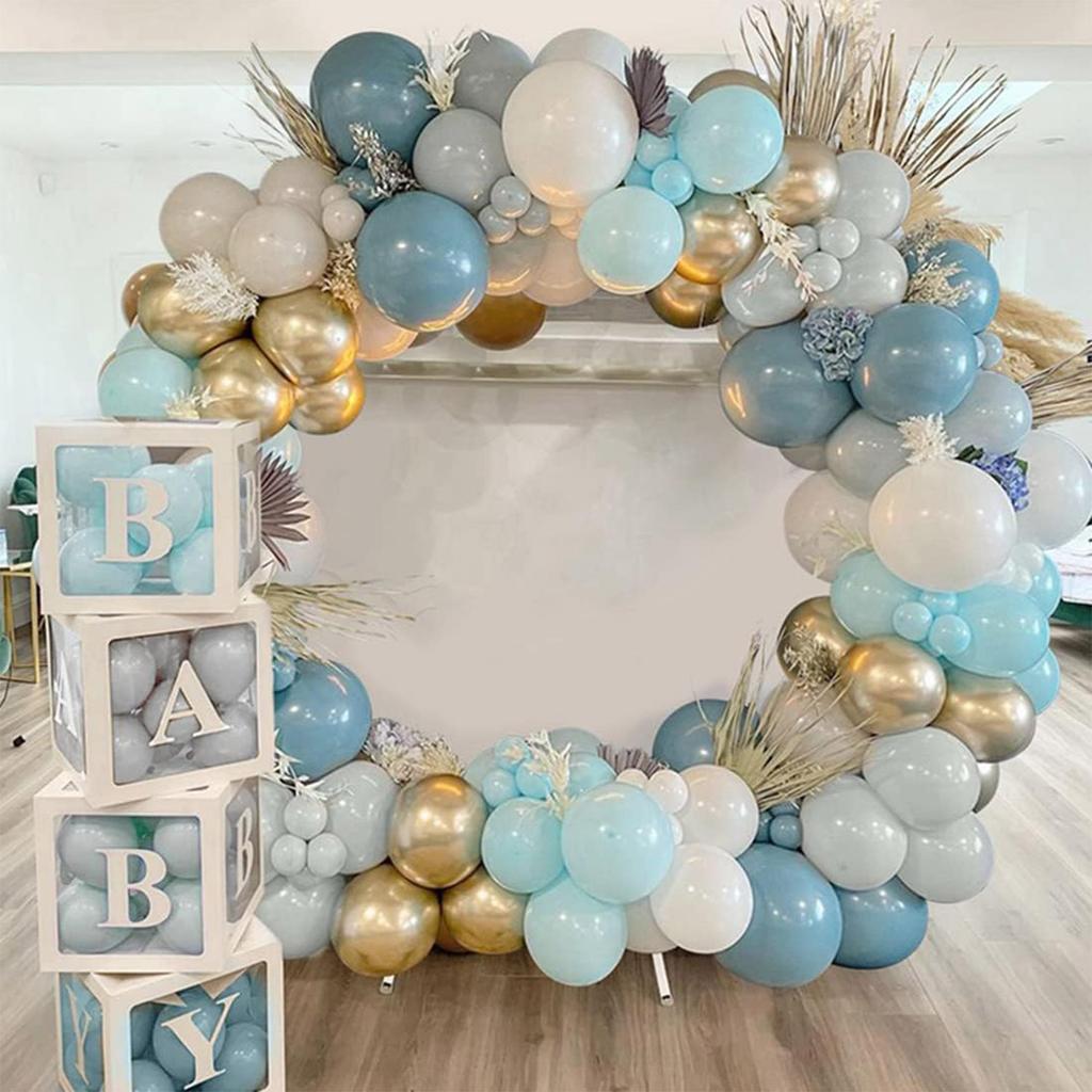 Baby Boxes with Letters for Baby Shower 4 Pcs Clear Balloon boxes Baby Sign Transparent Baby Shower Decorations Block Boxes