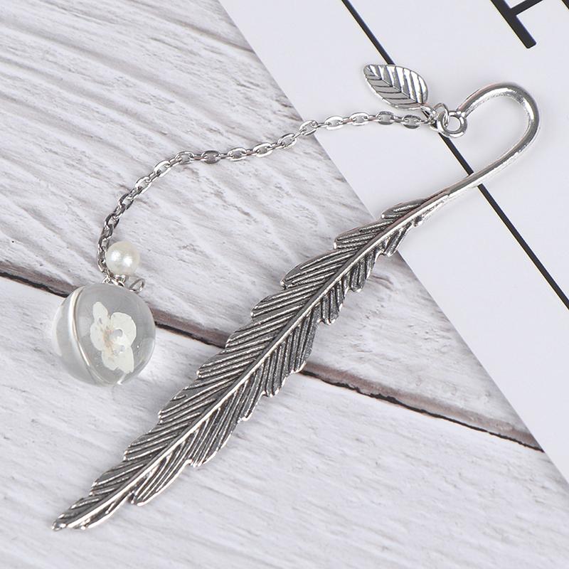 Flower Specimens Bookmark Pendant Metal Book Mark School Office Supply