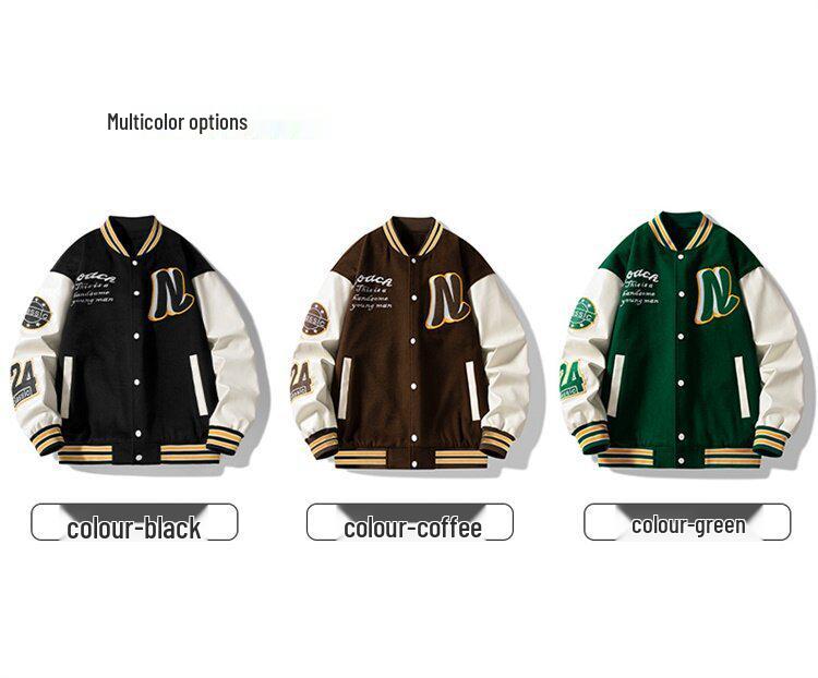2026 Men's Trendy American Style Autumn Stand Collar Baseball Jacket for Teens
