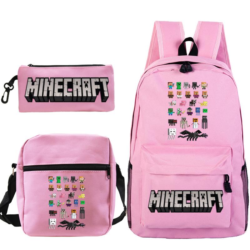 Minecraft Primary And Secondary School School Bag Children'S Backpack Backpack Shoulder Bag Pencil Case Three-Piece Set