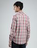 MONTE CARLO Męska koszula w kratę z czerwonym kołnierzykiem, z długim rękawem