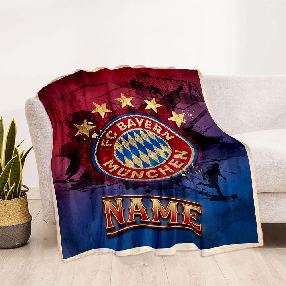 Bayern Munich Poster Personalized Name Blanket Throw Personalized Blanket Soft & Cozy Throw For Livingroom Sofa Bed Seaside All-Season Use