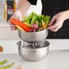 CHFNJJ Stainless Steel Bowl and Colander Includes a Draining Bowl with Drainage Perfect for Washing a Bowl with Mesh and a Measuring Scale for Easy