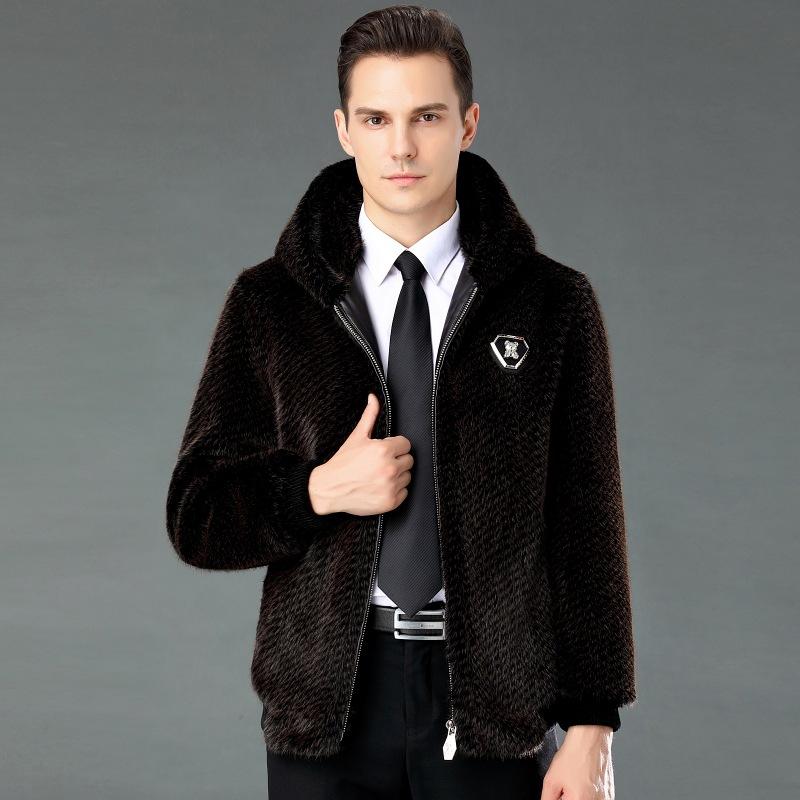 

Зимова чоловіча норкова оксамитова шуба для молоді та середнього віку коротка потовщена тепла чоловіча модна морозостійка шуба 195