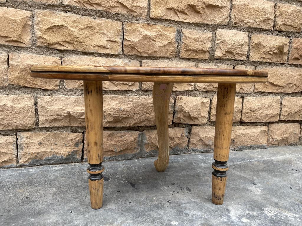 Wooden Accent Table Unique Artisan Wooden Coffee Table Solid Wood Side Table Organic Shaped Wooden Stool, Furniture Teakwood Side Table