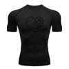 Men Compression Fitness Sports T-shirt, Casual Stylish Heart