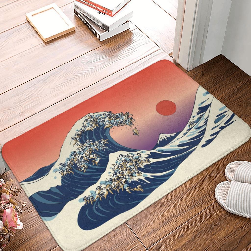 Great Wave Off Kanagawa Vintage Japanese Doormat Anti-Slip Bathroom Kitchen Mat Living Room Door Floor Entrance Carpet Rug