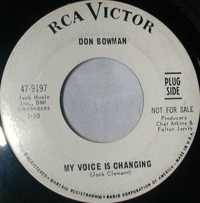 7inch Record DON BOWMAN - My Voice Is Changing 479197PROMO RCA Victor 1967 US Folk Used