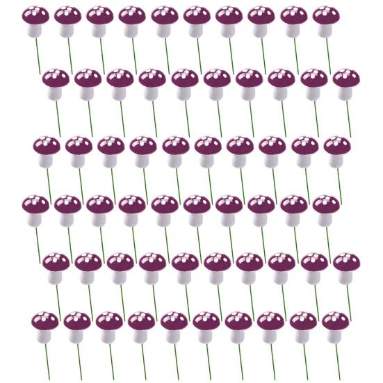 60 Pcs Foam Mushroom Miniatures Colorful Tiny Mushroom Figurines Miniature Mushroom Stakes