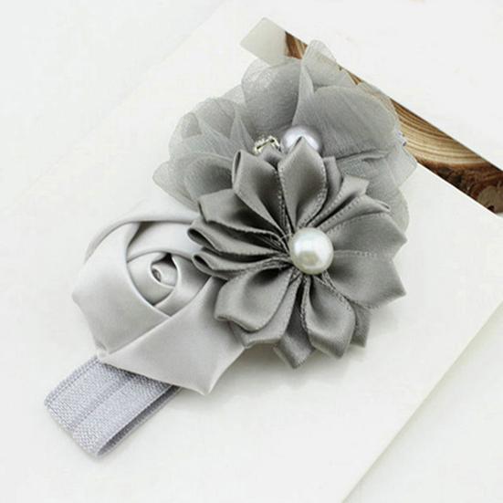 Headband Faux Pearl Skin-friendly Chiffon Baby Girls Bow-knot Kids Headwear for Birthday