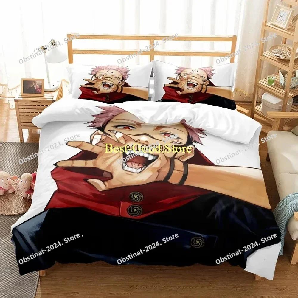 Japanese Anime Jujutsu Kaisen Bedding Set Printed Bed Set With Pillowcase Bed Duvet Cover Single Double Queen Super King Size