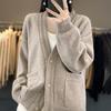 Stylish Women's V-Neck Wool Cardigan - Autumn/Winter Knitwear Sweater