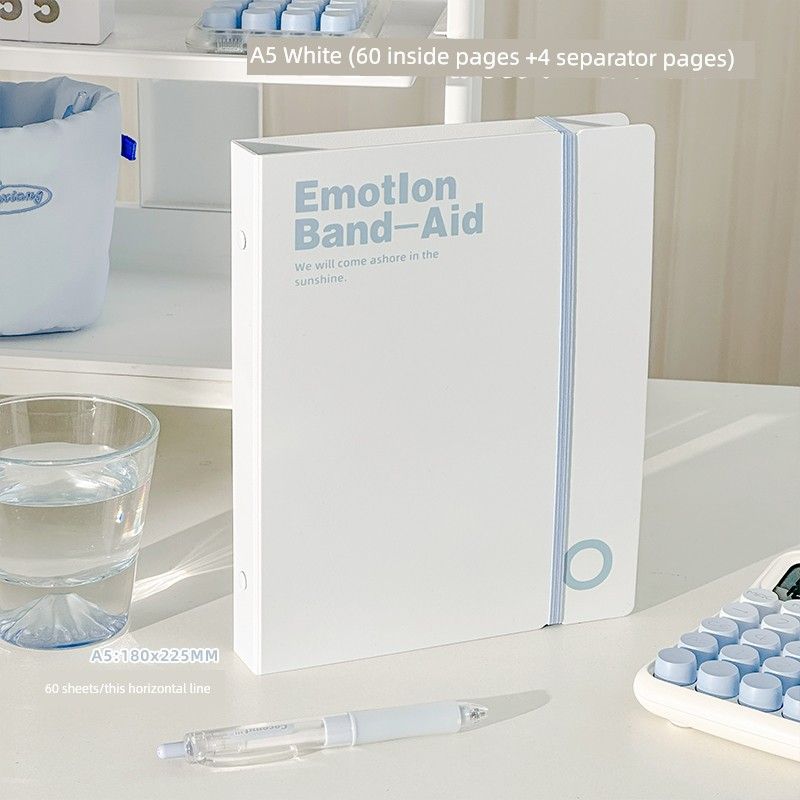 

No Hand Loose Spiral Notebook Good-looking 100G Paper Thickened Shell Clip Removable Coil Notebook School Opening Notebook Book A5 White 1