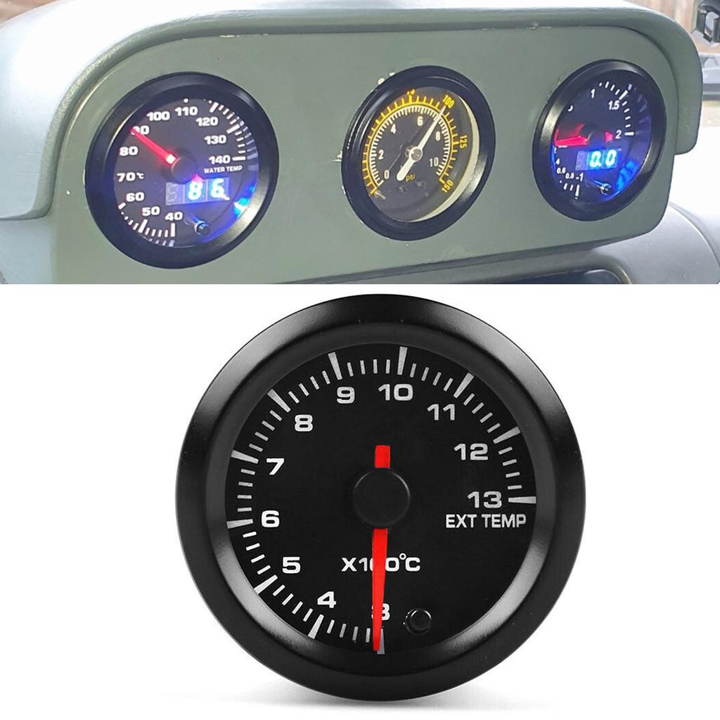 Exhaust Gas Temperature Meter 2in52mm 300?1300 Celsius  7 Color Backlight DC10?15V for 12V Cars with Sensor