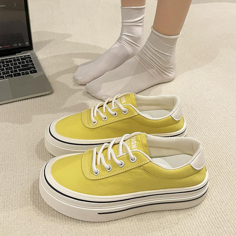 Thick-soled personalized fashion one-pedal canvas shoes spring and autumn new casual versatile little white shoes breathable lightweight board shoes