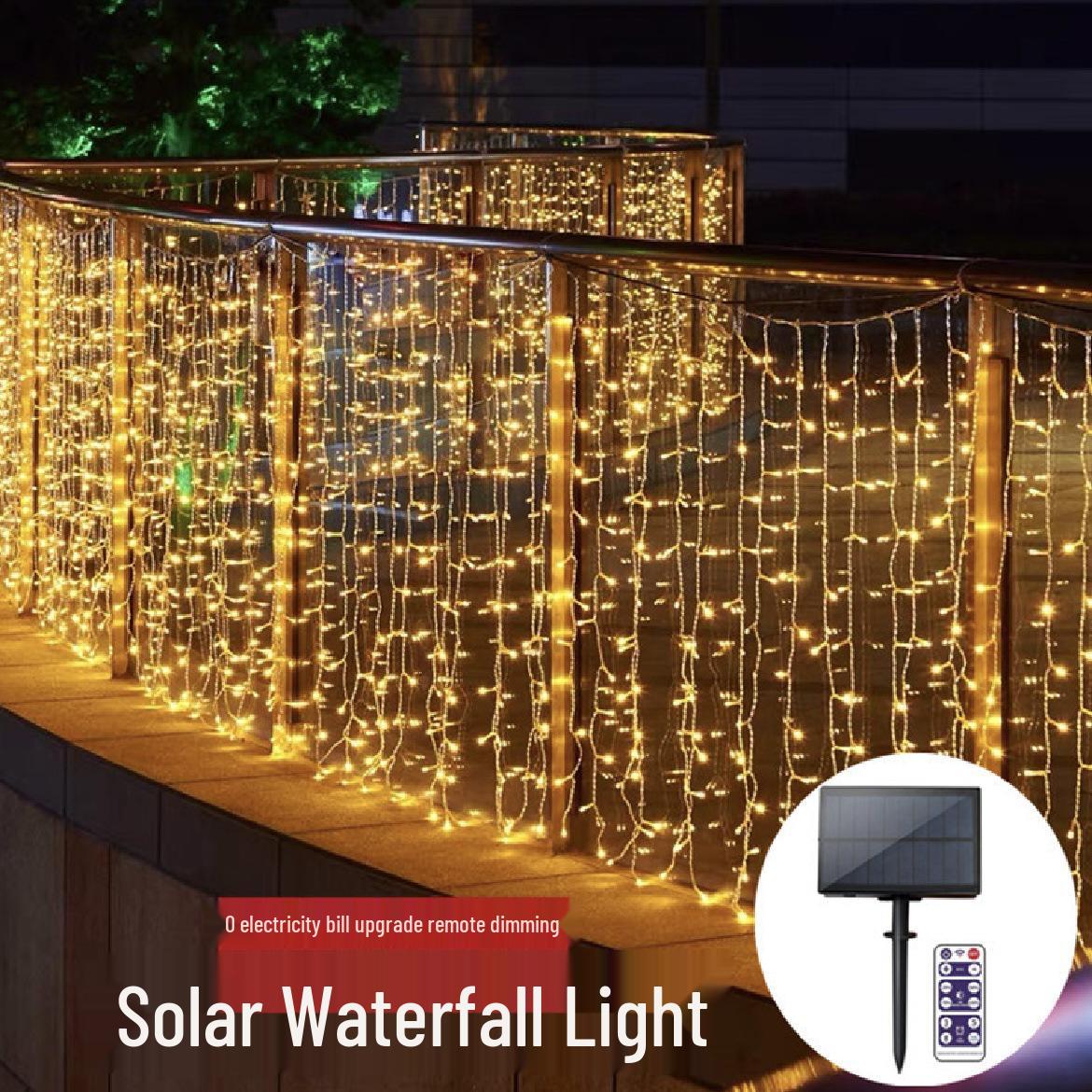 Waterproof Solar Remote Control Star & Moon Curtain Lights for Outdoor Christmas Decor