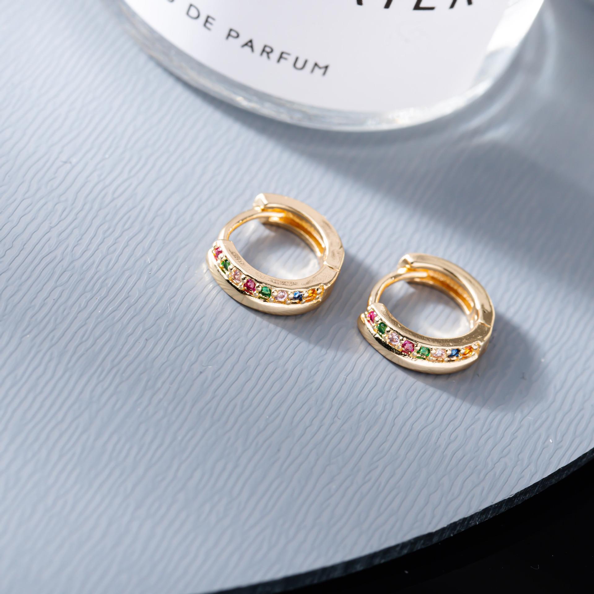 European American Colored Zirconia Ear Cuff Stud Earrings - Non-Fade Women s Jewelry
