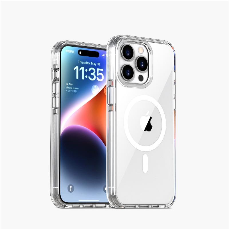 Applicable To Apple 15 Macro-optical Magnetic Phone Case IPhone 14 ProMax High-end Transparent 13 Drop Protection Case