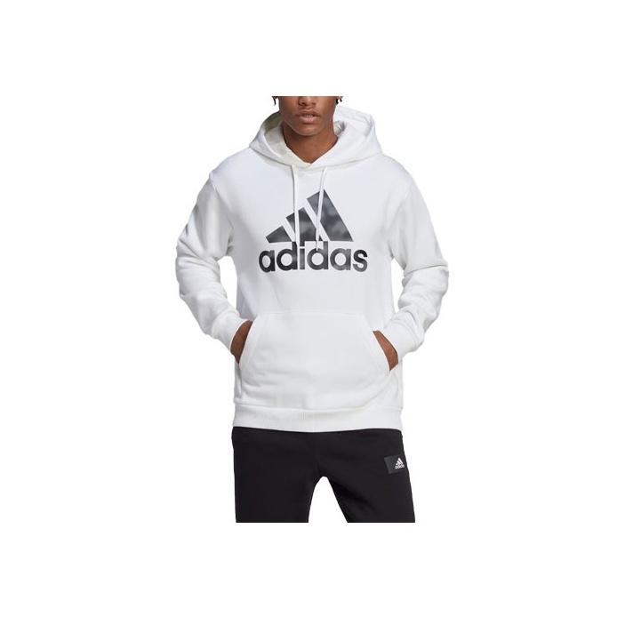 Adidas Essentials Camo Print Hoodie With Letter Logo Casual Loose Fit Men Hoodie White HL6932