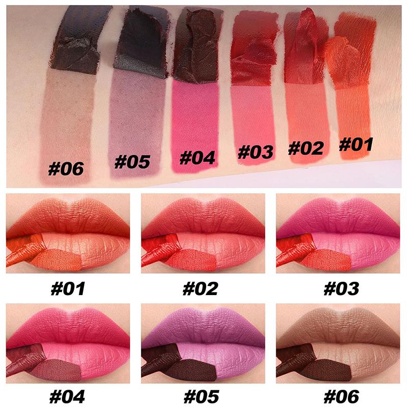 6-kolorowa, matowa mgiełka do ust Pull-off Lip Dye Lip Matte Mist Mouth Red Lip Glaze Nie blaknie łatwo Wodoodporny makijaż ust