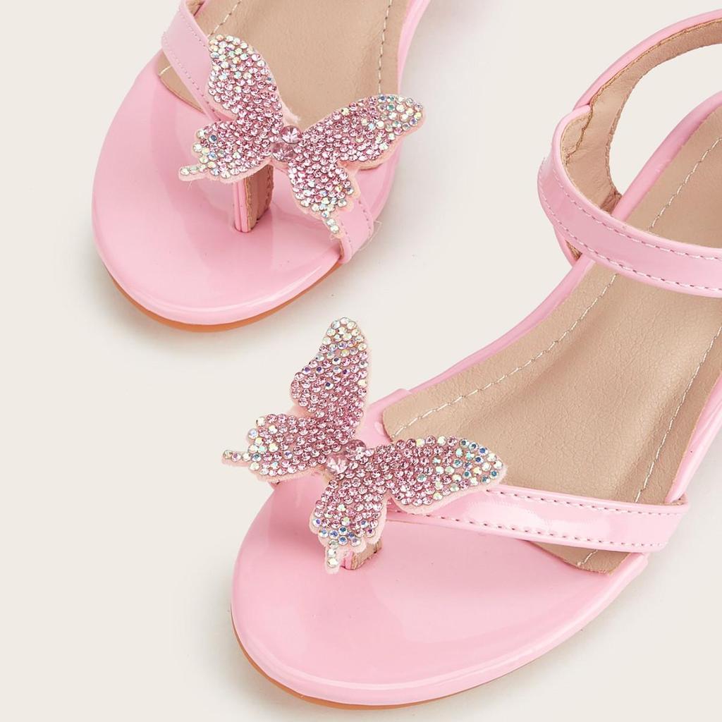 2025 Pink Bow Chunky Heel Open Toe Sandals for Girls
